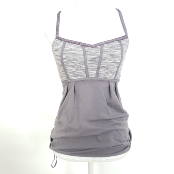 Lululemon 4 Pure Focus Bra Tank Gray Space Dye $64 - Picture 2 of 8
